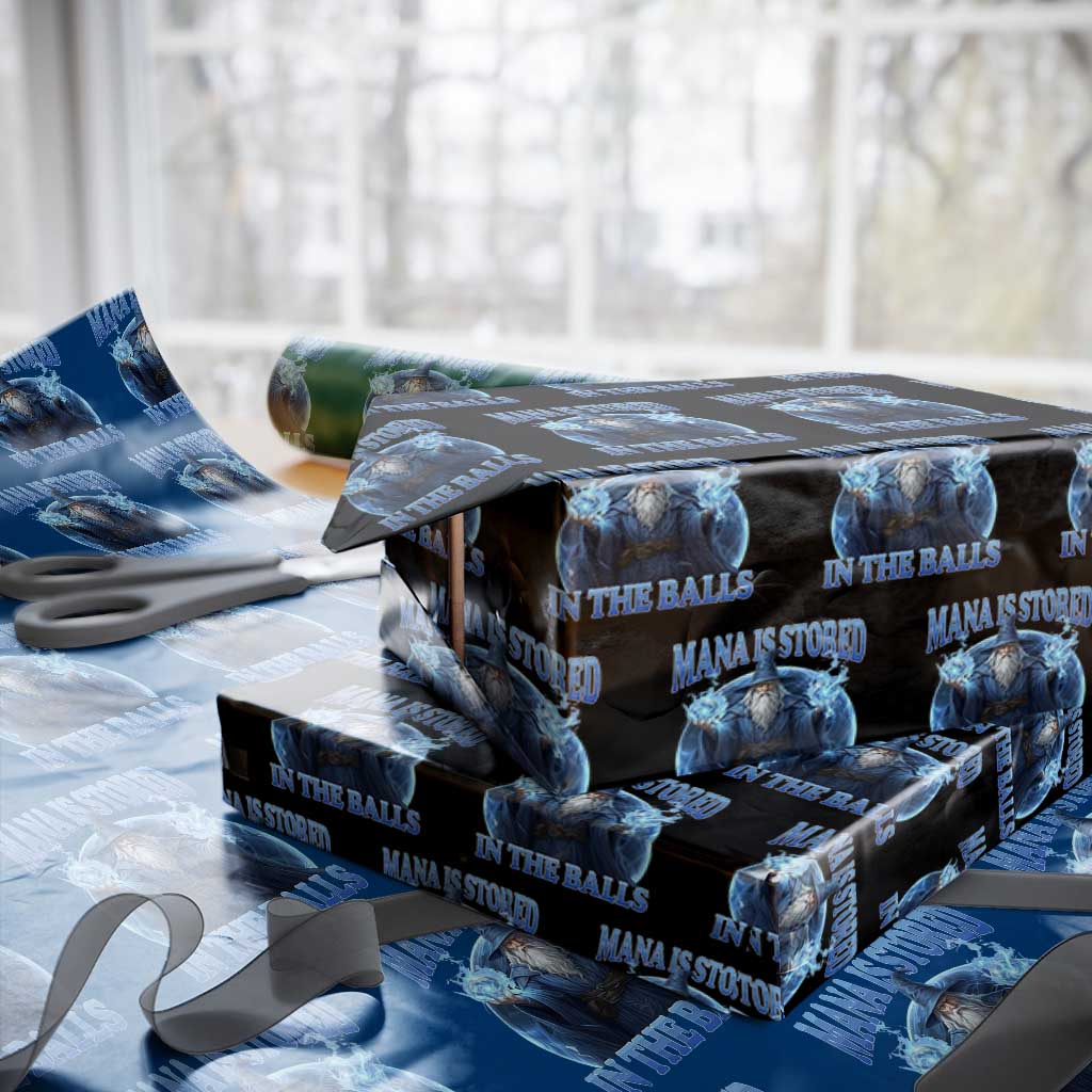 Funny Wizard Wrapping Paper Roll Mana is Stored in The Balls Magician Sorcerer Witcher TS10 Black Print Your Wear