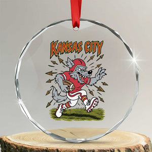 Funny Wolf Football Lover Crystal Glass Ornament Sport Humor Gift TS12 Transparent Glass 3'' Circle Print Your Wear