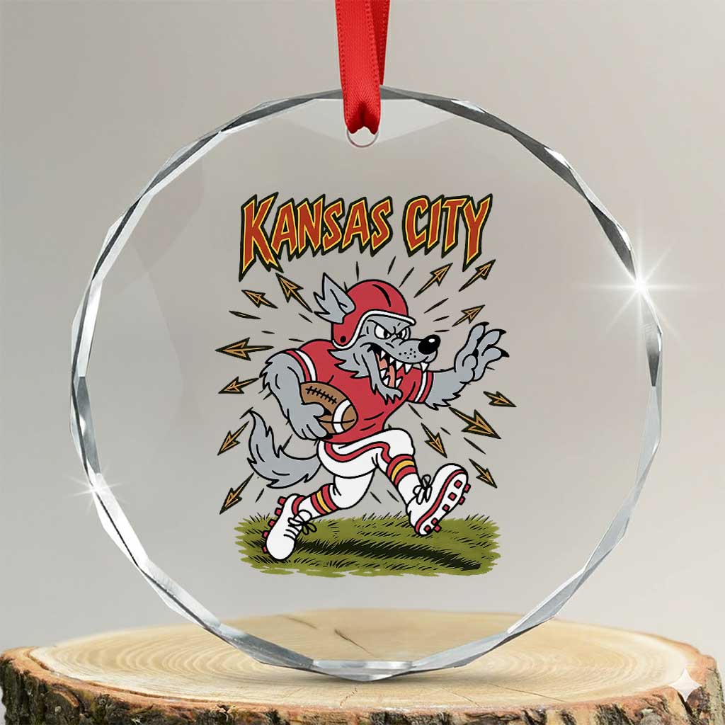 Funny Wolf Football Lover Crystal Glass Ornament Sport Humor Gift TS12 Transparent Glass 3'' Circle Print Your Wear