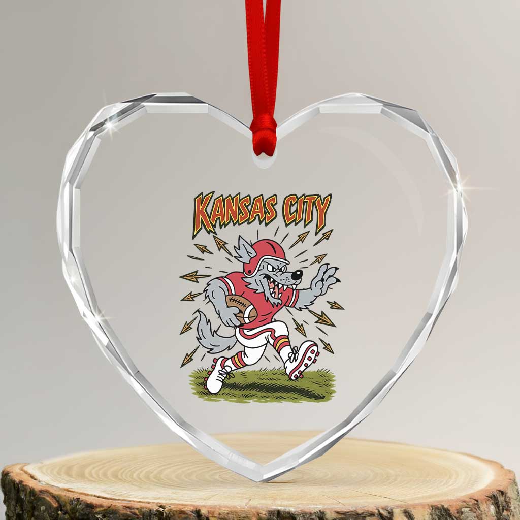 Funny Wolf Football Lover Heart Crystal Glass Ornament Sport Humor Gift TS12 Transparent Glass 3'' Heart Print Your Wear