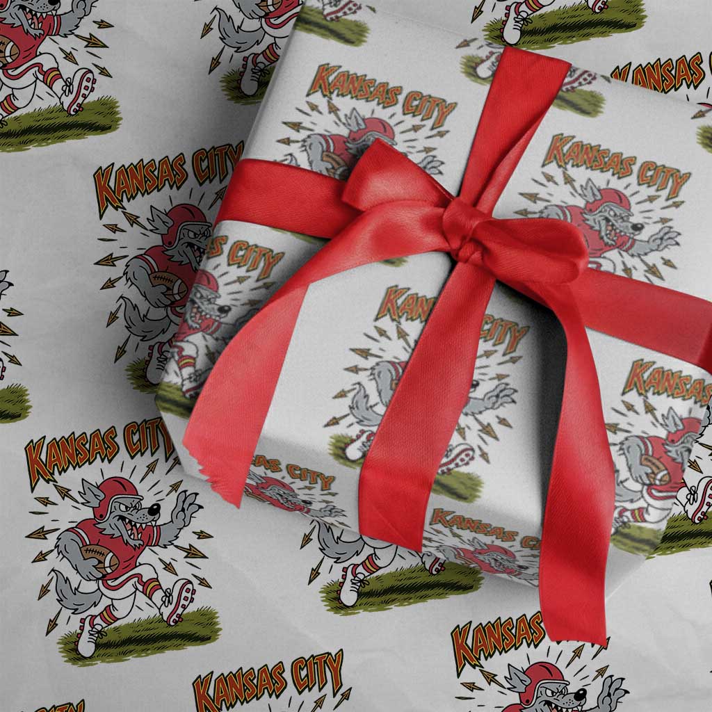 Funny Wolf Football Lover Wrapping Paper Roll Sport Humor Gift TS12 White Print Your Wear