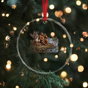 Funny Wolpertinger Bigfoot Fishing Crystal Glass Ornament Beer Drinking Cryptid Fisherman Gift