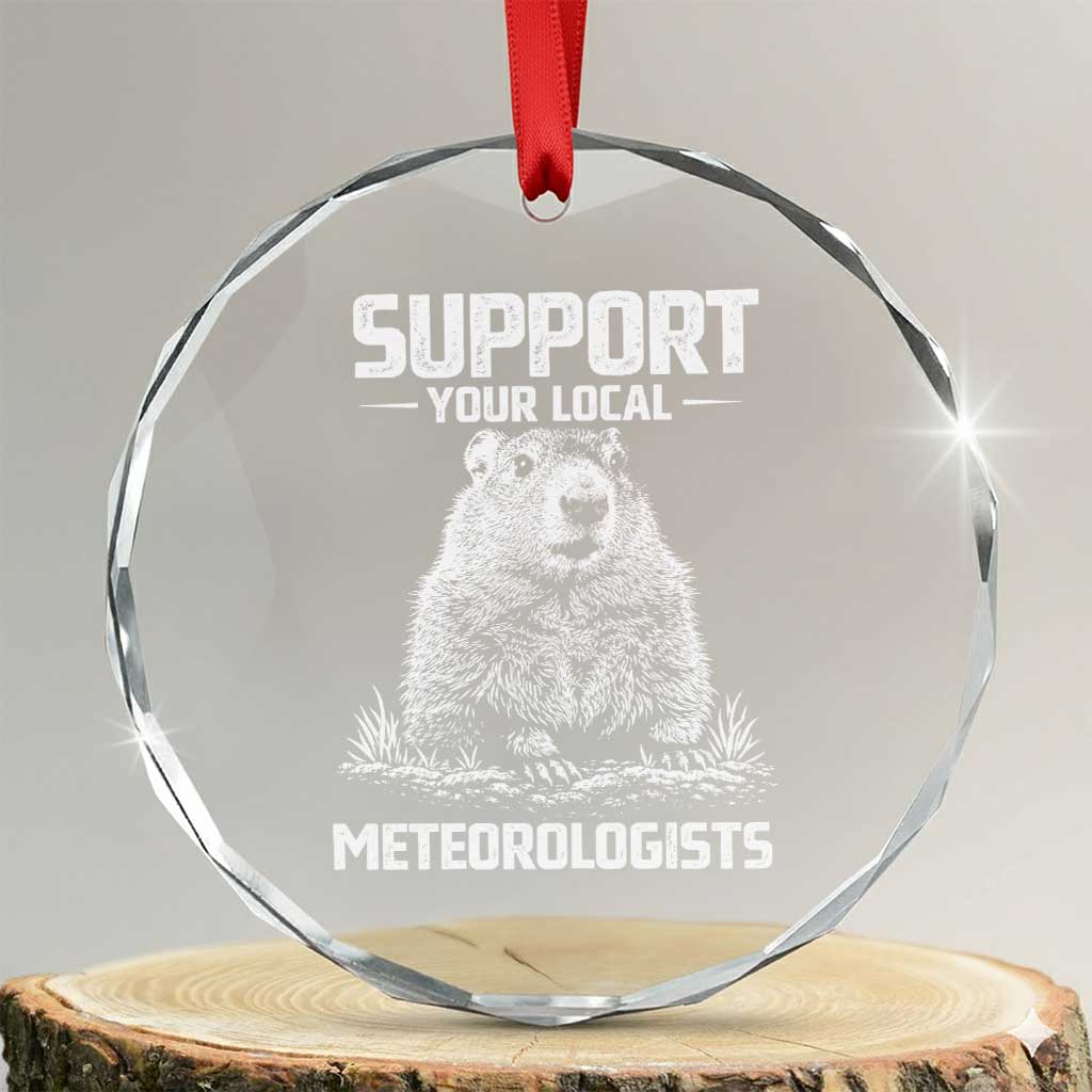 Funny Woodchuck Groundhog Day Crystal Glass Ornament Support Your Local Meteorologists TS11 Transparent Glass 3'' Circle Print Your Wear