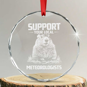Funny Woodchuck Groundhog Day Crystal Glass Ornament Support Your Local Meteorologists TS11 Transparent Glass 3'' Circle Print Your Wear