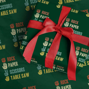 Funny Woodworker Wrapping Paper Roll Rock Paper Scissors Table Saw TS14 Green Print Your Wear