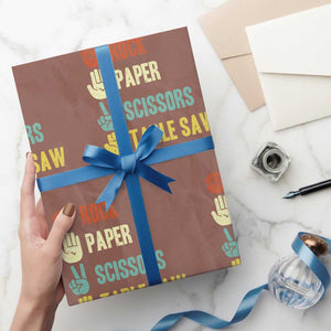 Funny Woodworker Wrapping Paper Roll Rock Paper Scissors Table Saw TS14 Mocha Print Your Wear