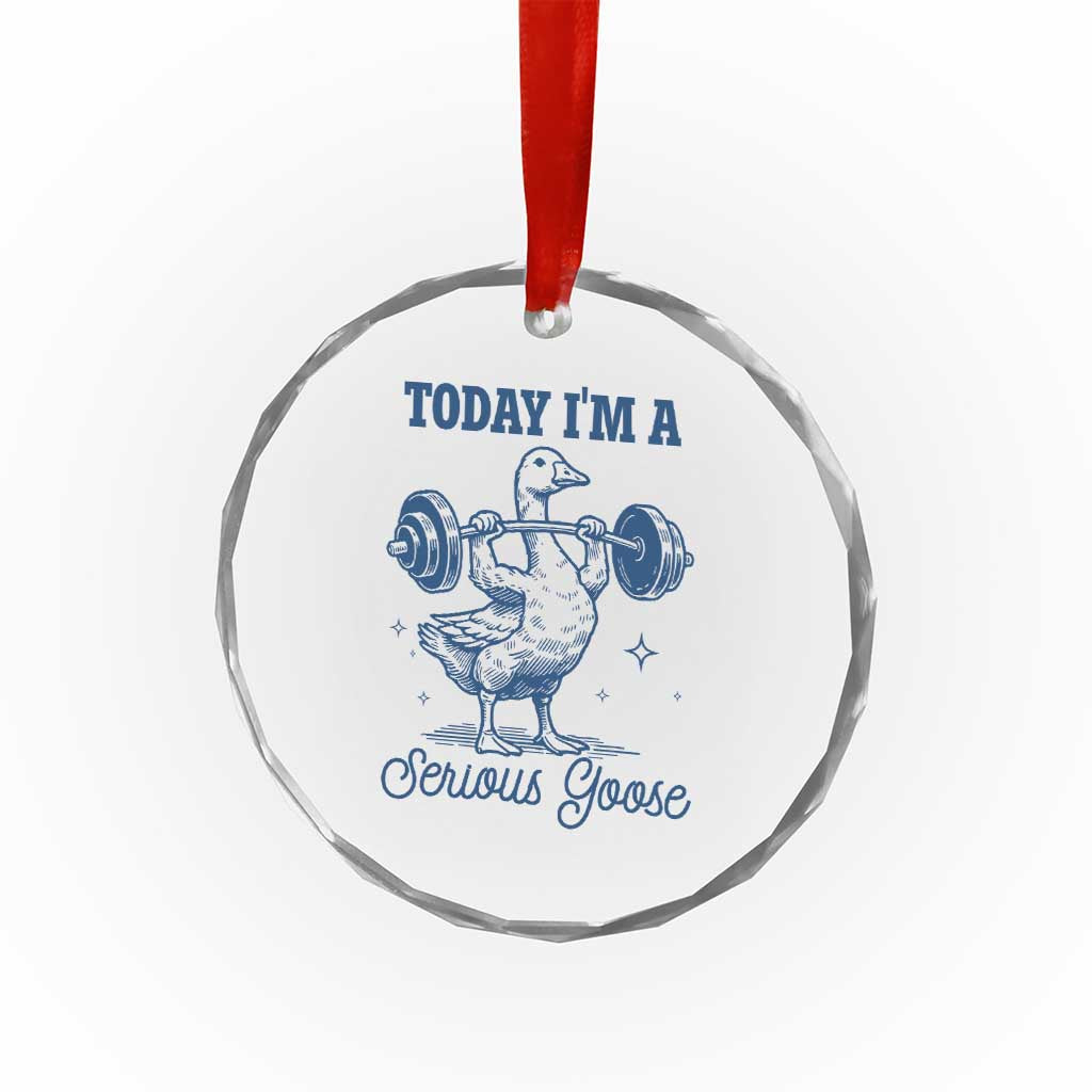 Funny Workout Silly Goose Crystal Glass Ornament Today I'm A Serious Goose Lifting Weights Gym TS02 Print Your Wear