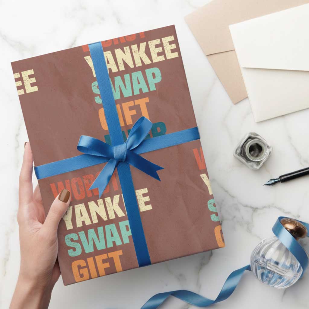 Funny Worst Yankee Swap Gift Ever Wrapping Paper Roll Christmas Gift Exchange Game TS11 Mocha Print Your Wear
