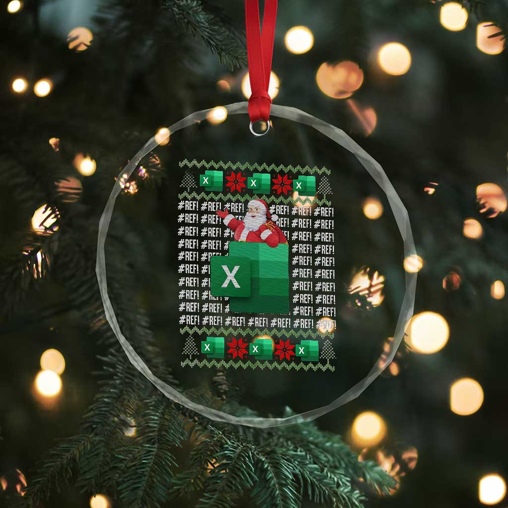 Funny Xmas Accountant Crystal Glass Ornament Excel REF Error Spreadsheet Santa Gift TS02 Print Your Wear