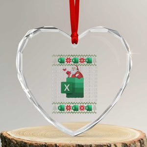 Funny Xmas Accountant Heart Crystal Glass Ornament Excel REF Error Spreadsheet Santa Gift TS02 Transparent Glass 3'' Heart Print Your Wear
