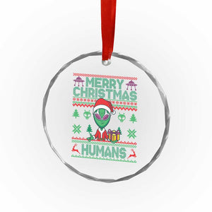 Funny Xmas Alien Santa Crystal Glass Ornament Merry Christmas Humans UFO Outer Space TS09 Print Your Wear