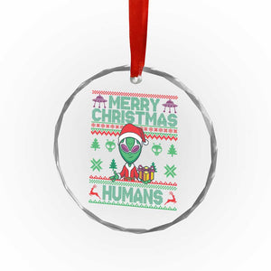Funny Xmas Alien Santa Crystal Glass Ornament Merry Christmas Humans UFO Outer Space TS09 Print Your Wear
