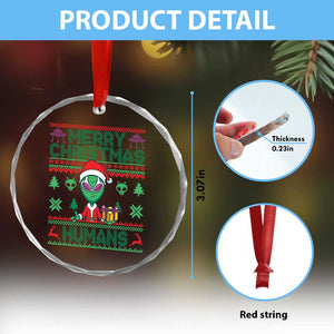 Funny Xmas Alien Santa Crystal Glass Ornament Merry Christmas Humans UFO Outer Space TS09 Print Your Wear