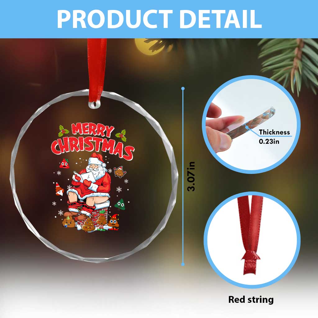 Funny Xmas Bad Santa Crystal Glass Ornament Santa Pooping Down The Chimney TS09 Print Your Wear