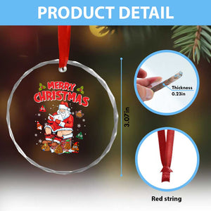 Funny Xmas Bad Santa Crystal Glass Ornament Santa Pooping Down The Chimney TS09 Print Your Wear