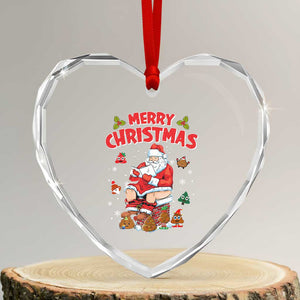 Funny Xmas Bad Santa Heart Crystal Glass Ornament Santa Pooping Down The Chimney TS09 Transparent Glass 3'' Heart Print Your Wear