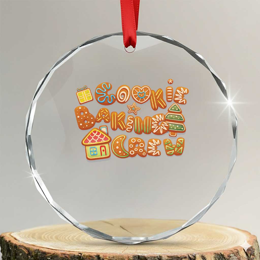 Funny Xmas Baking Crystal Glass Ornament Cookie Baking Crew Family Matching TS11 Transparent Glass 3'' Circle Print Your Wear