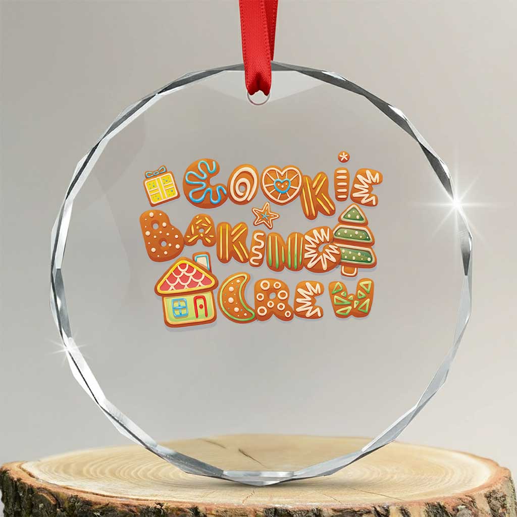 Funny Xmas Baking Crystal Glass Ornament Cookie Baking Crew Family Matching TS11 Transparent Glass 3'' Circle Print Your Wear