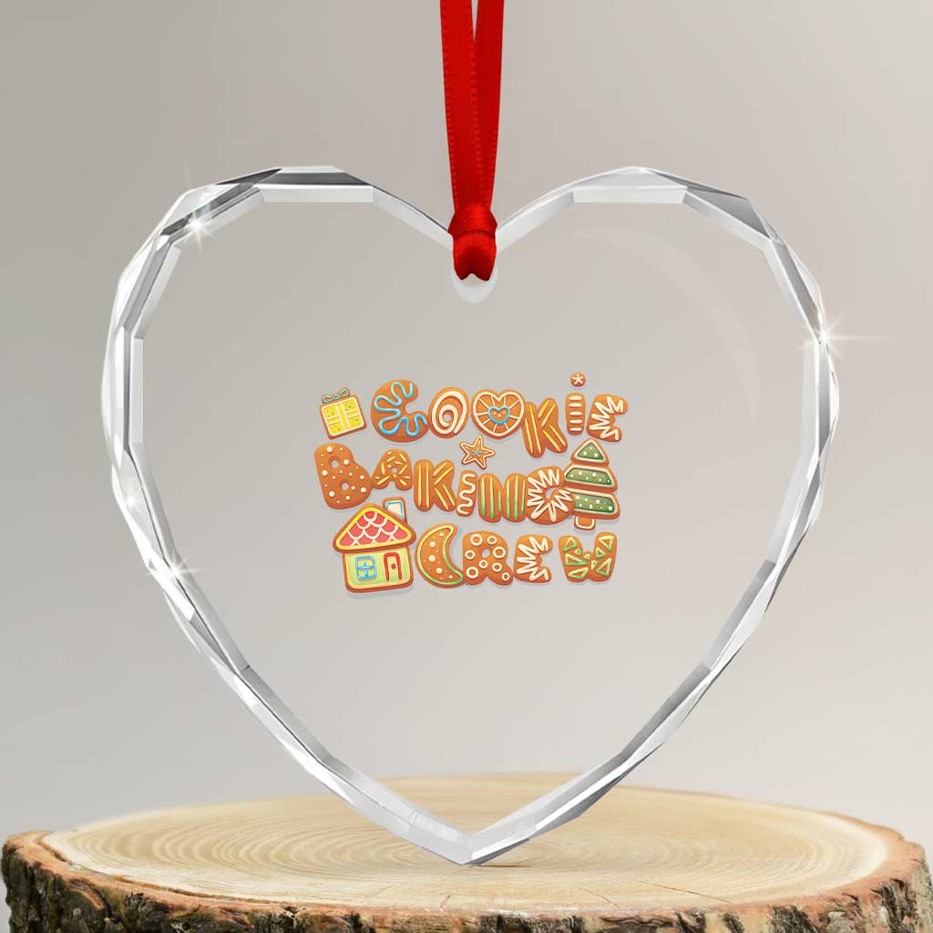 Funny Xmas Baking Heart Crystal Glass Ornament Cookie Baking Crew Family Matching TS11 Transparent Glass 3'' Heart Print Your Wear