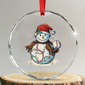 Funny Xmas Baseball Crystal Glass Ornament Cute Snowman Baseball Players Santa Hat TS11 Transparent Glass 3'' Circle Print Your Wear