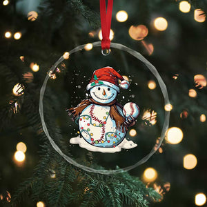 Funny Xmas Baseball Crystal Glass Ornament Cute Snowman Baseball Players Santa Hat TS11 Print Your Wear