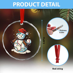 Funny Xmas Baseball Crystal Glass Ornament Cute Snowman Baseball Players Santa Hat TS11 Print Your Wear