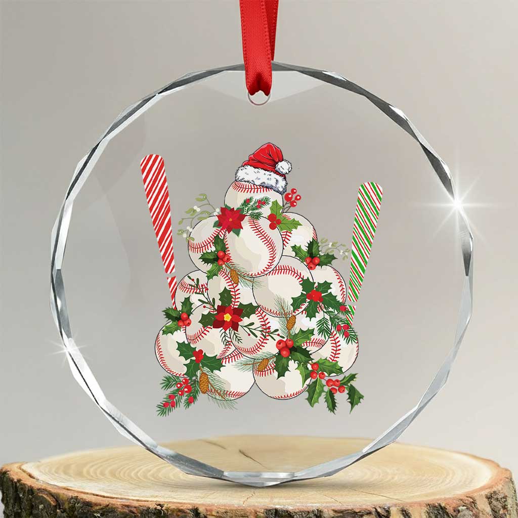 Funny Xmas Baseball Crystal Glass Ornament Santa Sports Balls Snow Xmas Tree TS11 Transparent Glass 3'' Circle Print Your Wear