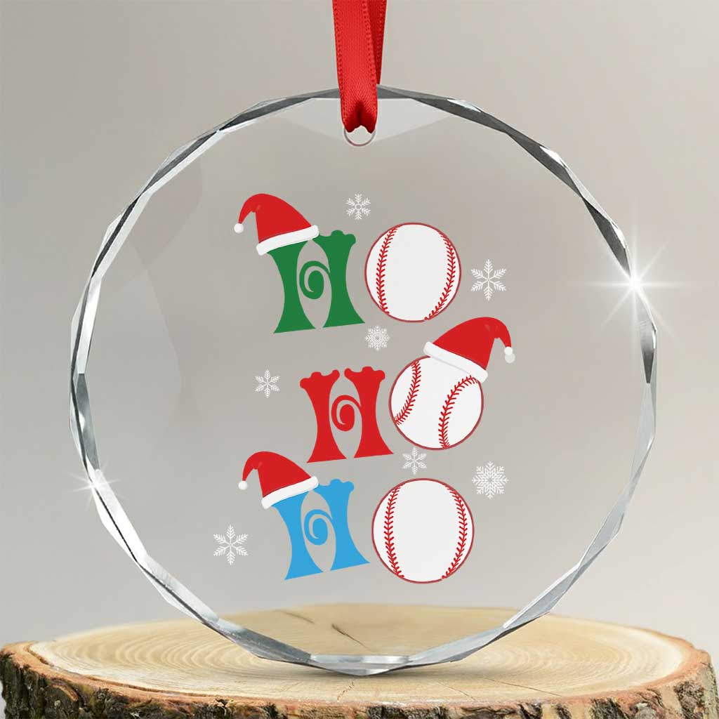Funny Xmas Baseball Crystal Glass Ornament Triple Ho Sport Santa Hat TS11 Transparent Glass 3'' Circle Print Your Wear