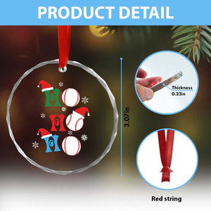 Funny Xmas Baseball Crystal Glass Ornament Triple Ho Sport Santa Hat TS11 Print Your Wear