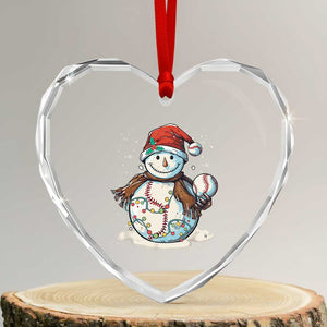 Funny Xmas Baseball Heart Crystal Glass Ornament Cute Snowman Baseball Players Santa Hat TS11 Transparent Glass 3'' Heart Print Your Wear