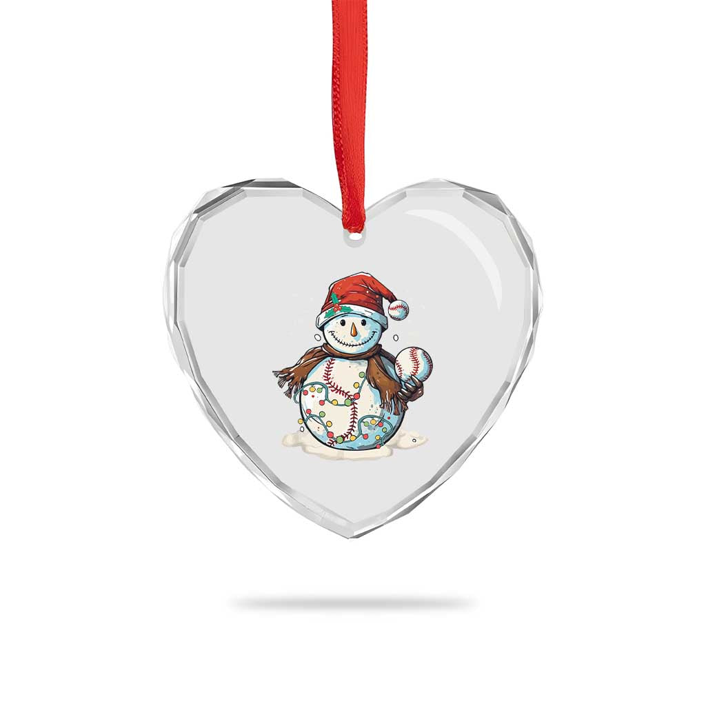 Funny Xmas Baseball Heart Crystal Glass Ornament Cute Snowman Baseball Players Santa Hat TS11 Print Your Wear