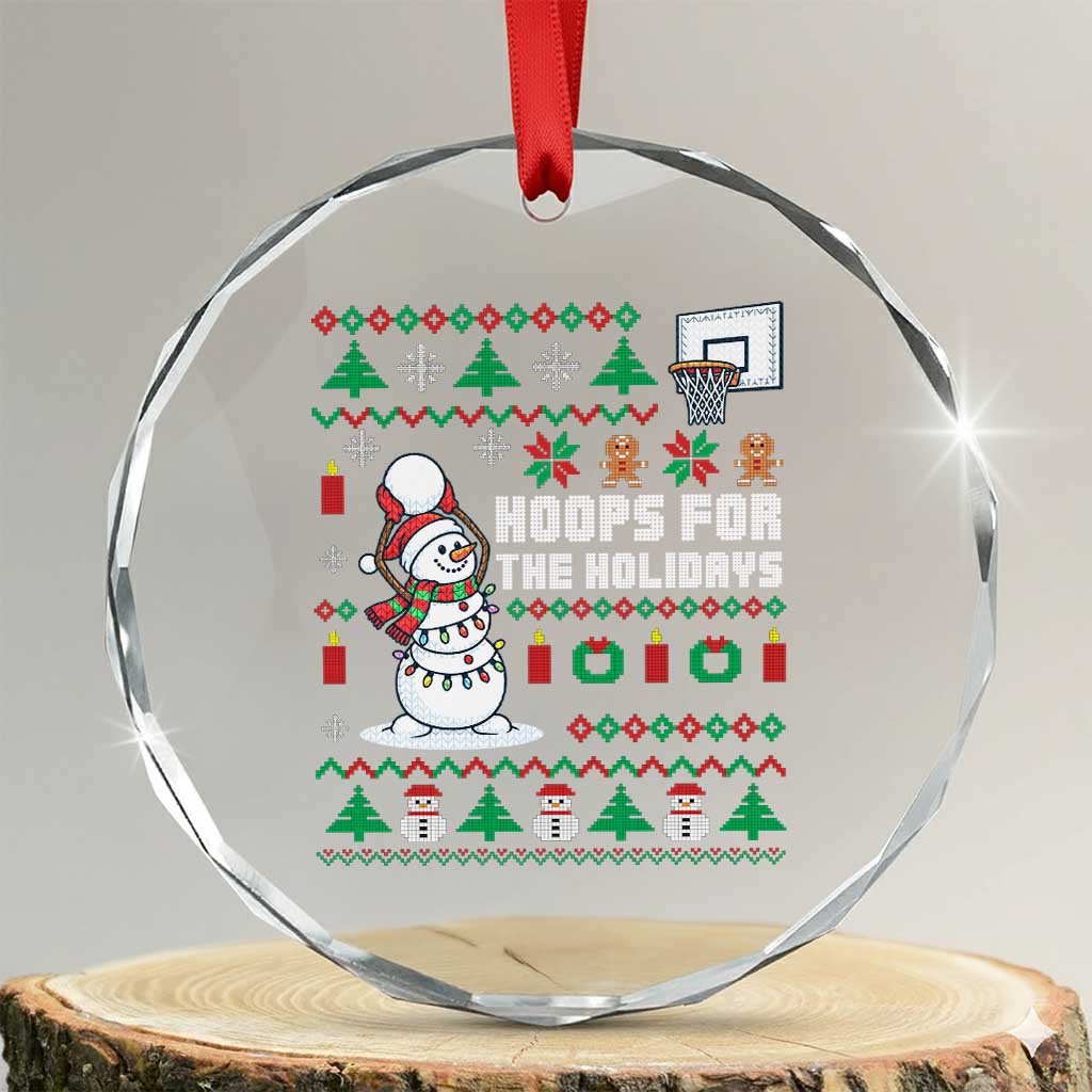 Funny Xmas Basketball Snowmen Crystal Glass Ornament Hoops For The Holidays Ugly Sweater TS12 Transparent Glass 3'' Circle Print Your Wear