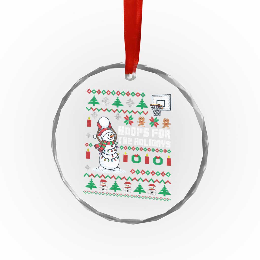 Funny Xmas Basketball Snowmen Crystal Glass Ornament Hoops For The Holidays Ugly Sweater TS12 Transparent Glass 3'' Circle Print Your Wear
