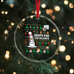 Funny Xmas Basketball Snowmen Crystal Glass Ornament Hoops For The Holidays Ugly Sweater TS12 Print Your Wear