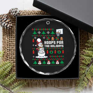 Funny Xmas Basketball Snowmen Crystal Glass Ornament Hoops For The Holidays Ugly Sweater TS12 Print Your Wear