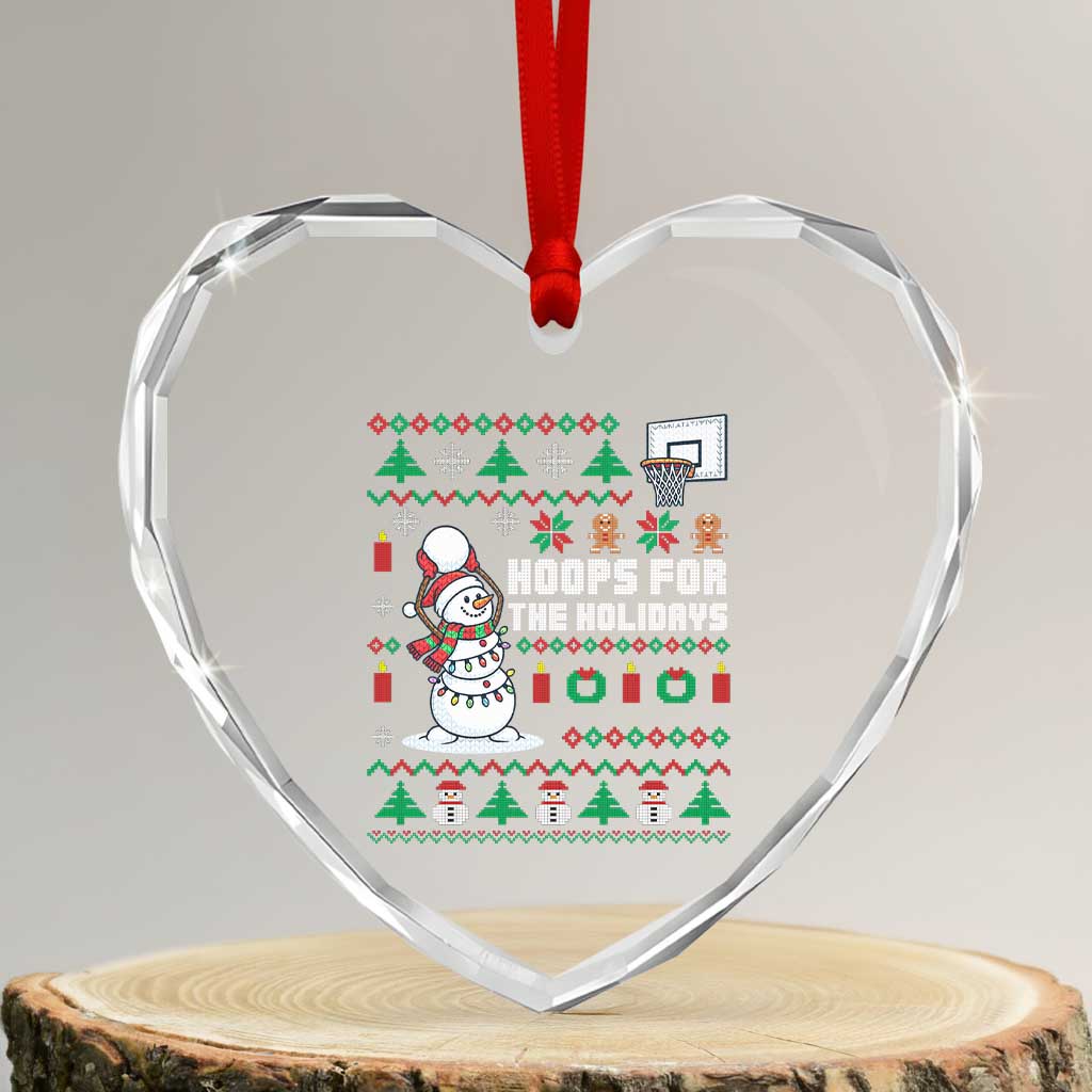 Funny Xmas Basketball Snowmen Heart Crystal Glass Ornament Hoops For The Holidays Ugly Sweater TS12 Transparent Glass 3'' Heart Print Your Wear