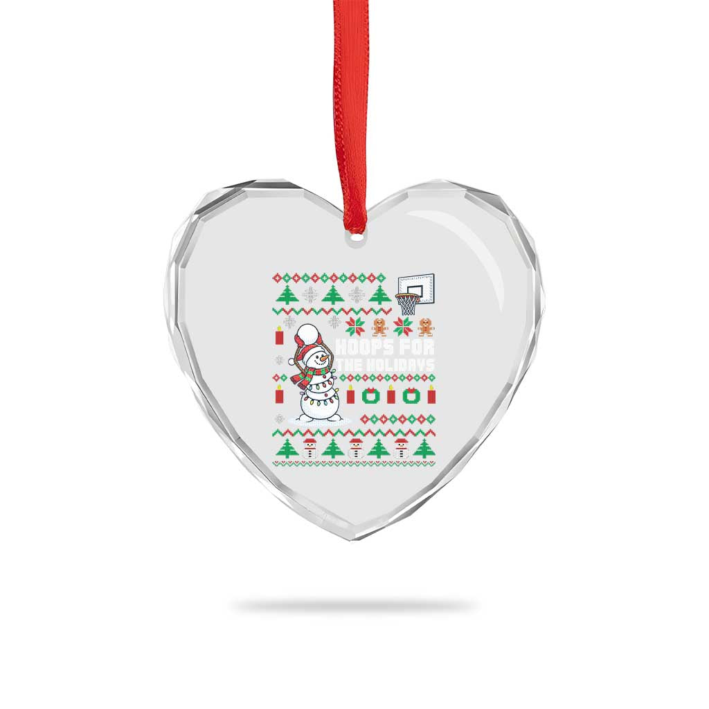 Funny Xmas Basketball Snowmen Heart Crystal Glass Ornament Hoops For The Holidays Ugly Sweater TS12 Print Your Wear