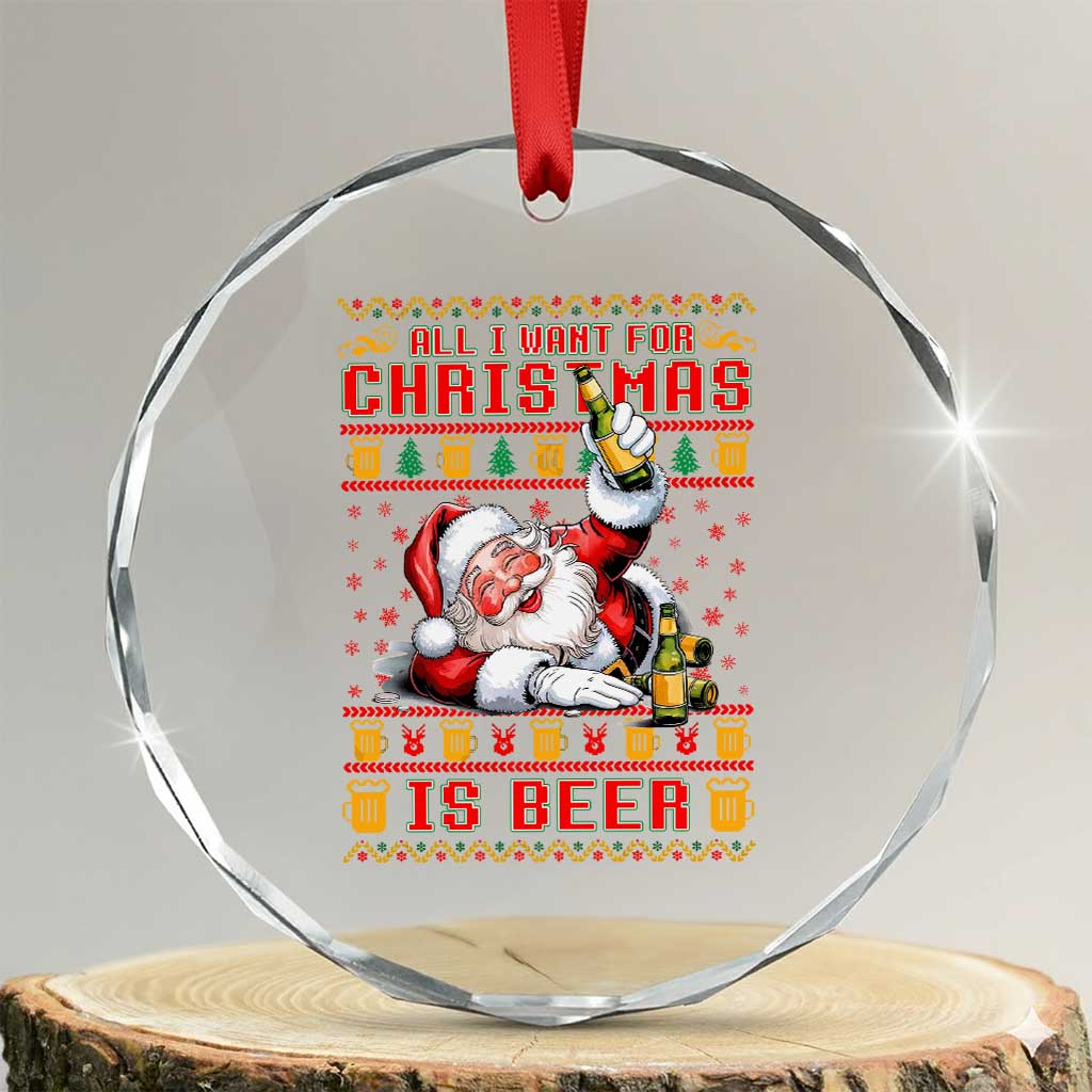Funny Xmas Beer Crystal Glass Ornament It's the Most Wonderful Time For A Beer TS09 Transparent Glass 3'' Circle Print Your Wear