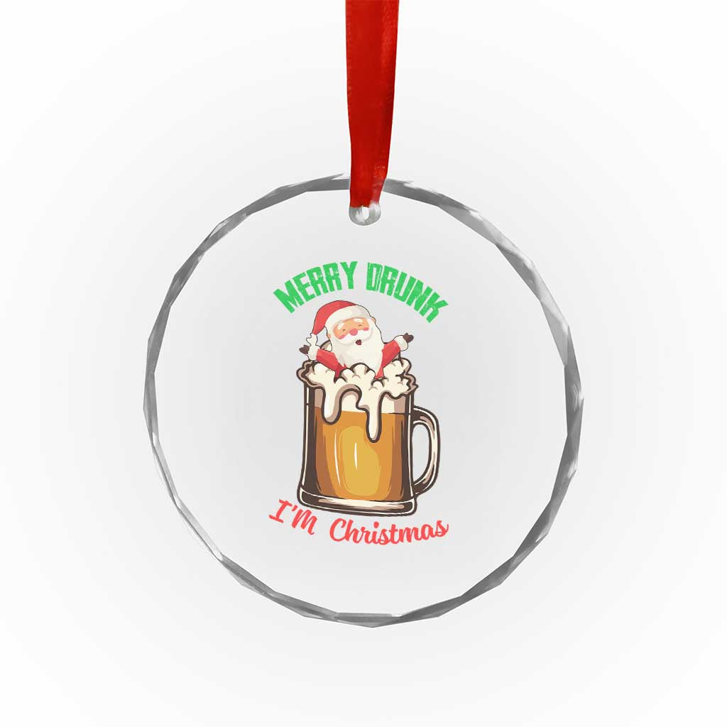 Funny Xmas Beer Crystal Glass Ornament Merry Drunk I'm Xmas Wasted Santa TS11 Print Your Wear