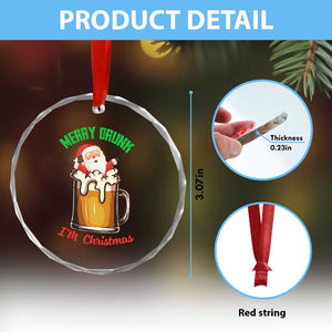 Funny Xmas Beer Crystal Glass Ornament Merry Drunk I'm Xmas Wasted Santa TS11 Print Your Wear