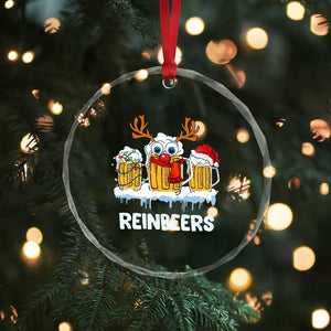 Funny Xmas Beer Crystal Glass Ornament Reinbeers Reindeer Drinking Beer TS09 Print Your Wear
