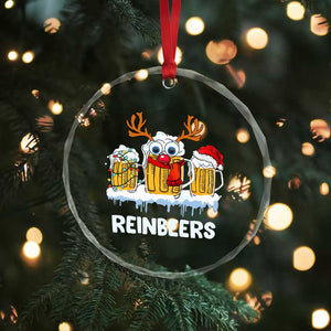 Funny Xmas Beer Crystal Glass Ornament Reinbeers Reindeer Drinking Beer TS09 Print Your Wear