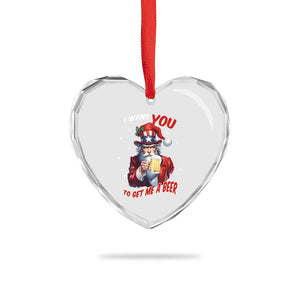 Funny Xmas Beer Heart Crystal Glass Ornament I Want You To Get Me A Beer Santa Uncle Sam TS11 Print Your Wear
