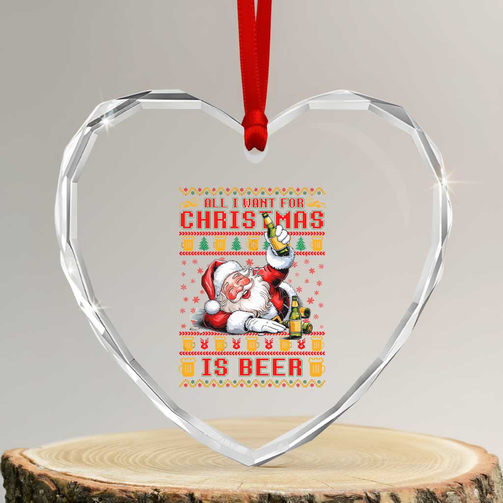 Funny Xmas Beer Heart Crystal Glass Ornament It's the Most Wonderful Time For A Beer TS09 Transparent Glass 3'' Heart Print Your Wear