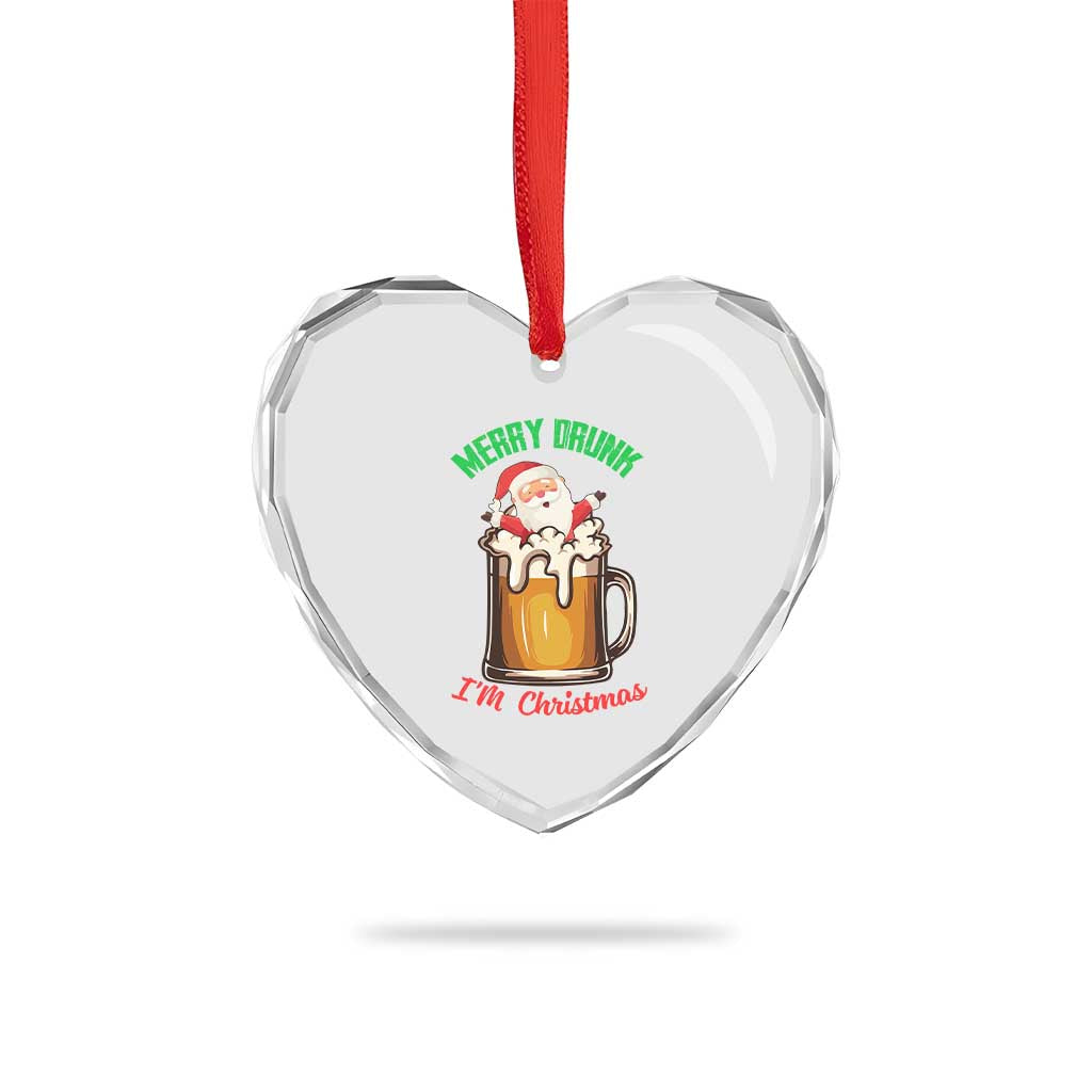 Funny Xmas Beer Heart Crystal Glass Ornament Merry Drunk I'm Xmas Wasted Santa TS11 Print Your Wear