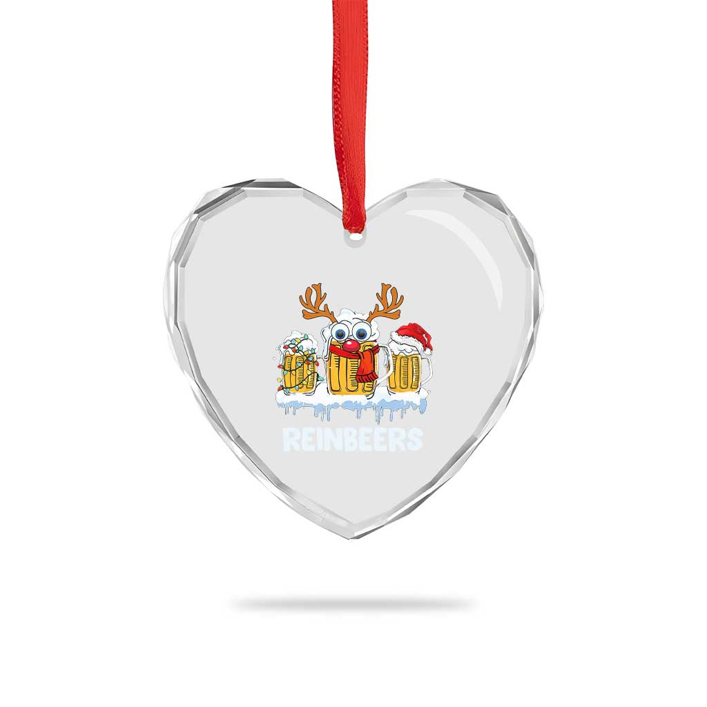 Funny Xmas Beer Heart Crystal Glass Ornament Reinbeers Reindeer Drinking Beer TS09 Print Your Wear