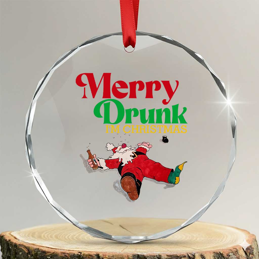 Funny Xmas Beers Crystal Glass Ornament Merry Drunk I'm Christmas Santa TS11 Transparent Glass 3'' Circle Print Your Wear