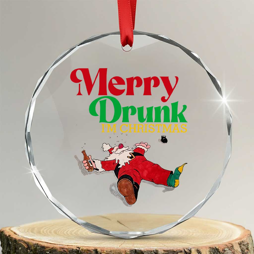 Funny Xmas Beers Crystal Glass Ornament Merry Drunk I'm Christmas Santa TS11 Transparent Glass 3'' Circle Print Your Wear