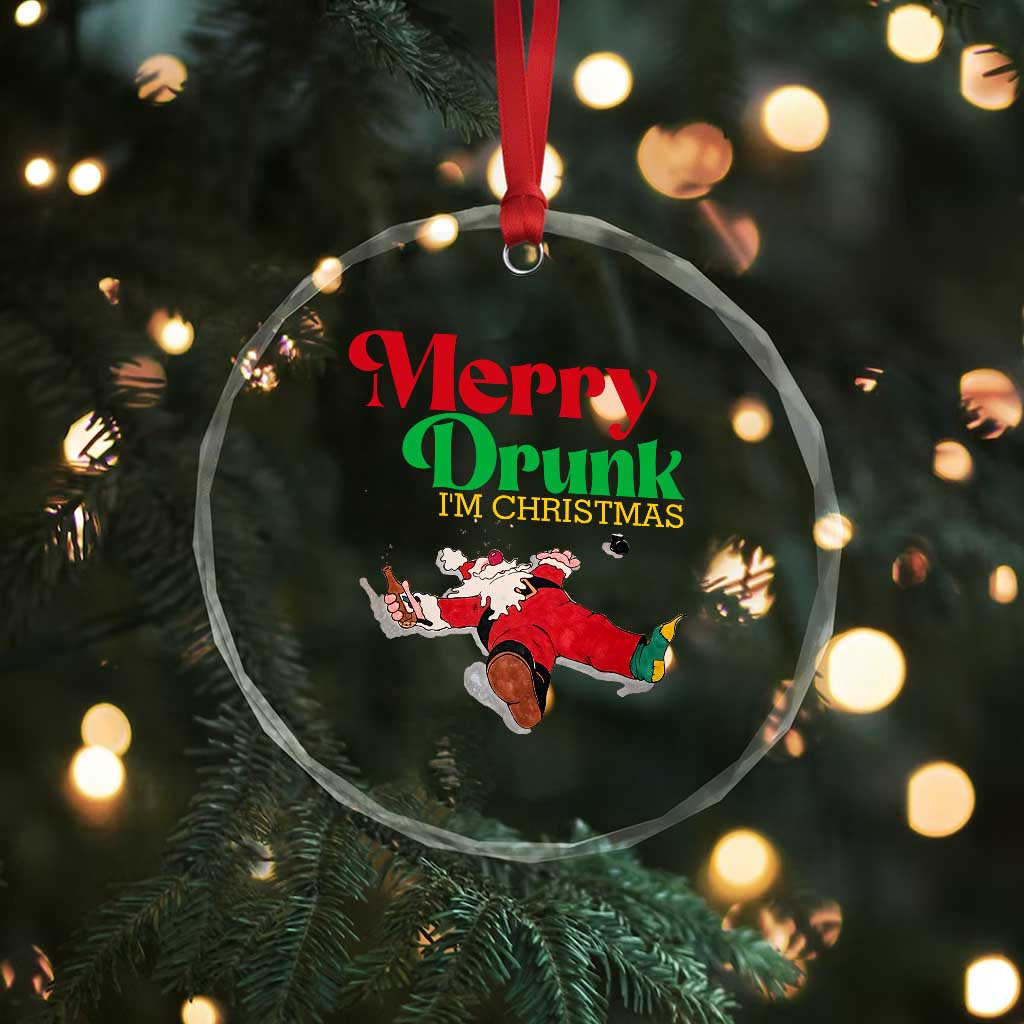 Funny Xmas Beers Crystal Glass Ornament Merry Drunk I'm Christmas Santa TS11 Print Your Wear