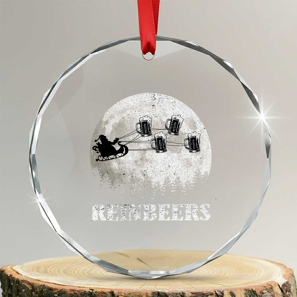 Funny Xmas Beers Crystal Glass Ornament Reinbeers Santa Sleigh Moon TS11 Print Your Wear
